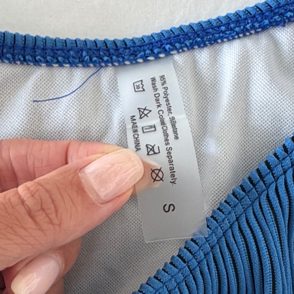 SHEIN Deep Blue Ribbed Bikini Set - Picture 3 of 4